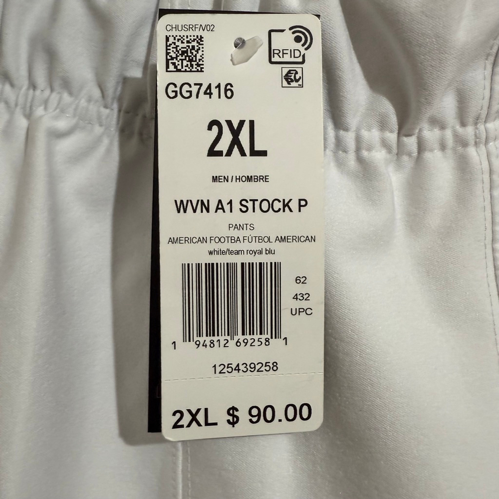 Men's Adidas White & Blue Padded Football Pants 2XL - Picture 13 of 14